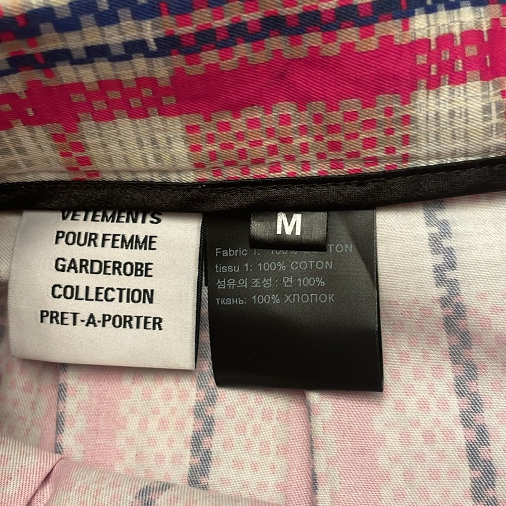 Vetements Pink Plaid Pleated Mini Skirt with Blue & White Accents - Picture 5 of 12